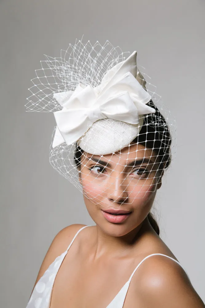 Charlotte: Birdcage Veil Fascinator with Bows