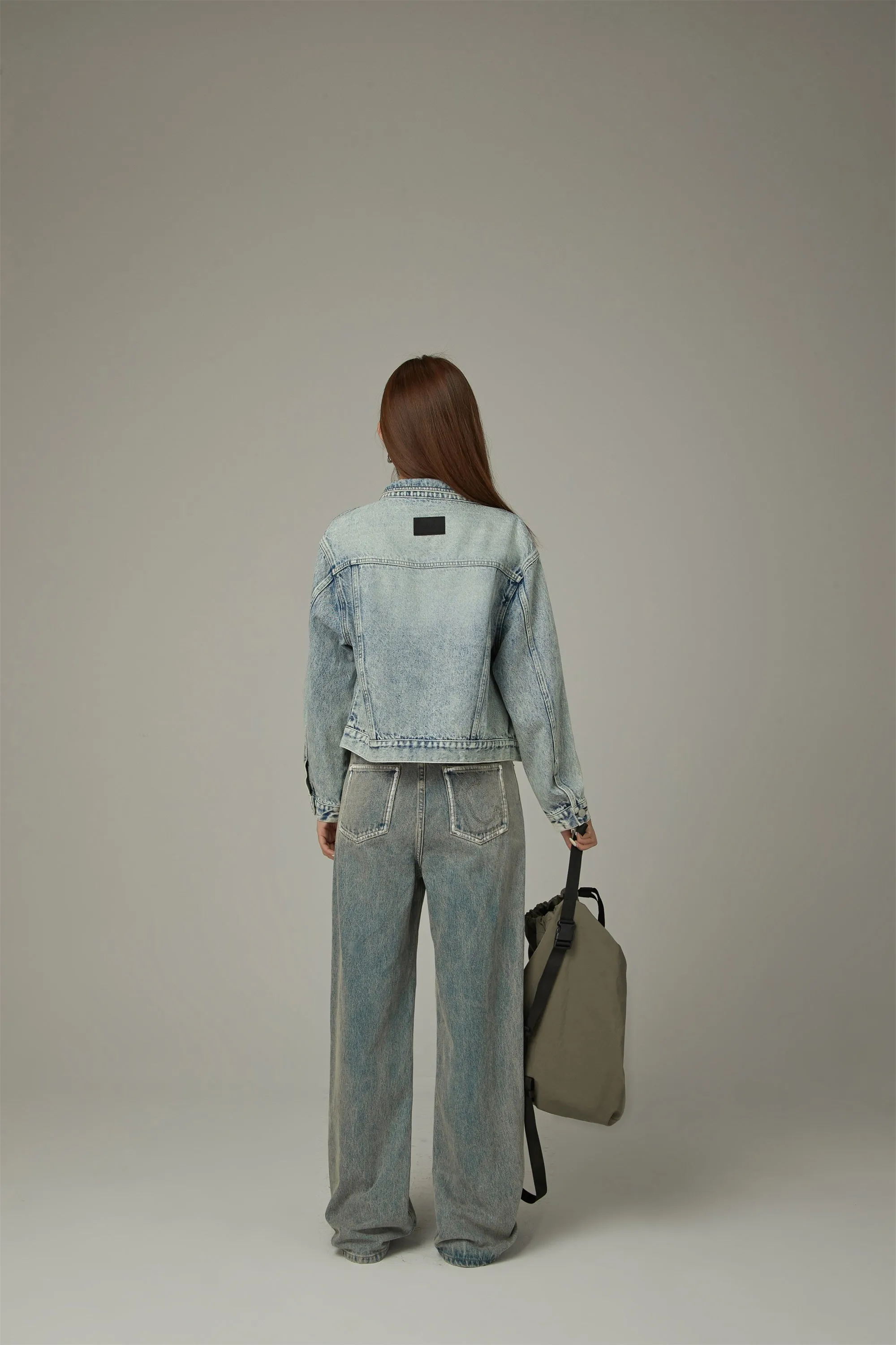 Unbalanced Shirring Denim Jacket